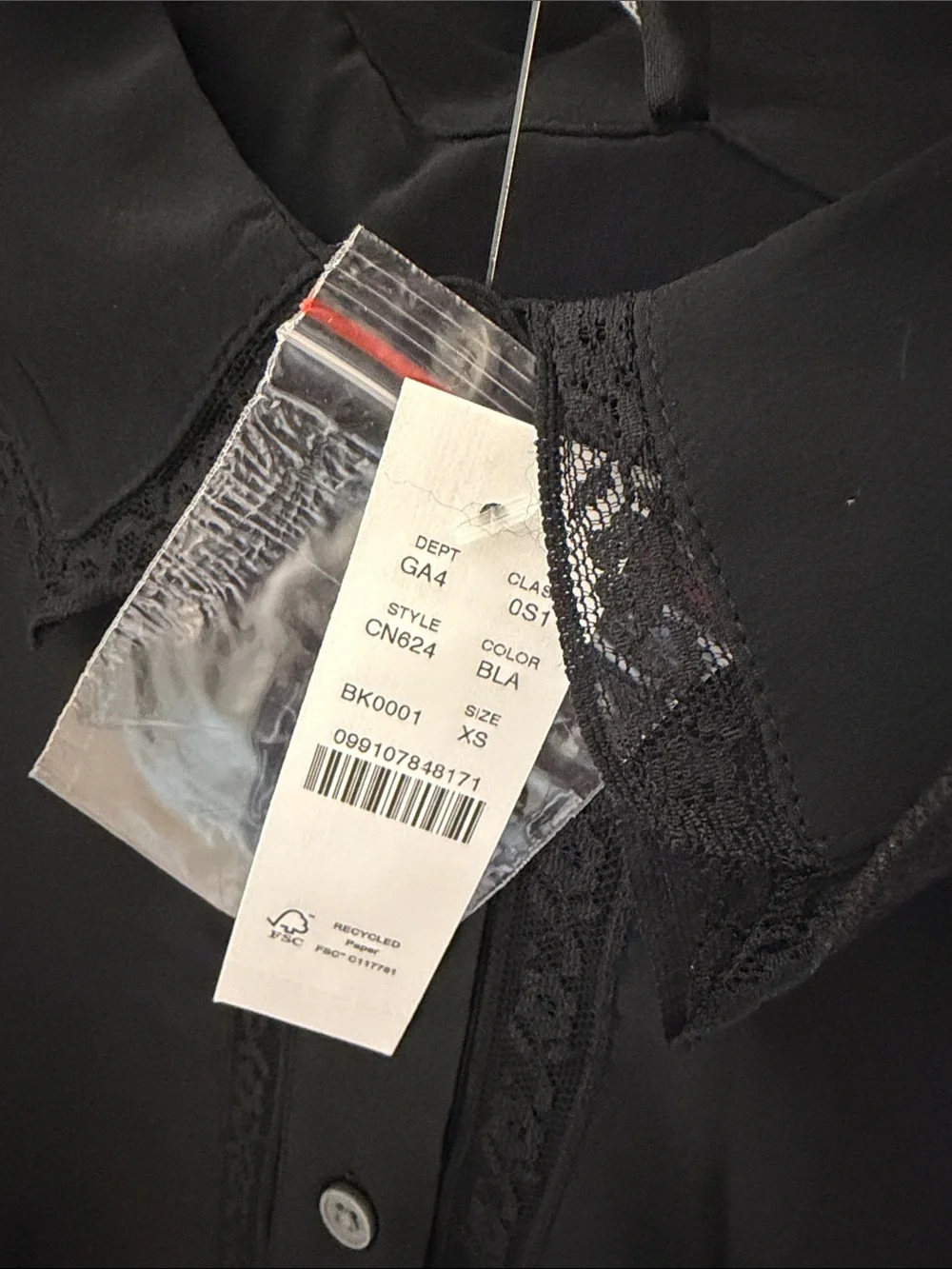 J. Crew New Amelia shirt-dress in crepe de chine Black Lace-Trim Dress Size XS